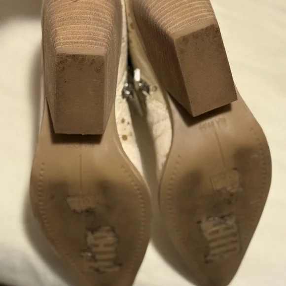 Dolce Vita White and Gold Speckled Calf Hair Ankle Boots - Picture 5 of 12